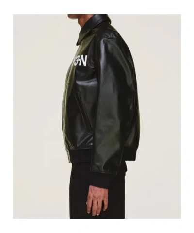 Y-3 Long-sleeved Leather Jacket In Black