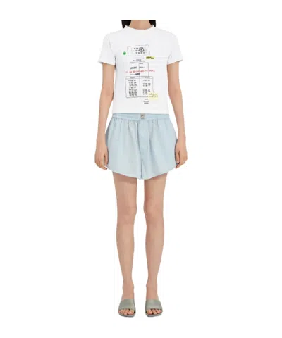 Mm6 Maison Margiela Stretch Cotton T Shirt Short Sleeves Print In White