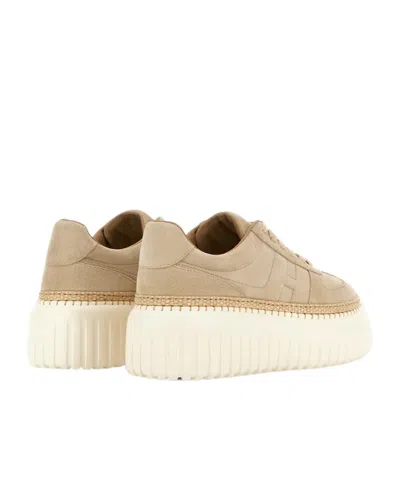 Hogan Light Biscuit H710 H-stripes Basket Sneakers In Multi