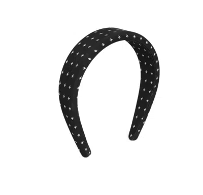 Celine Micro Triomphe Headband In Silk In Black