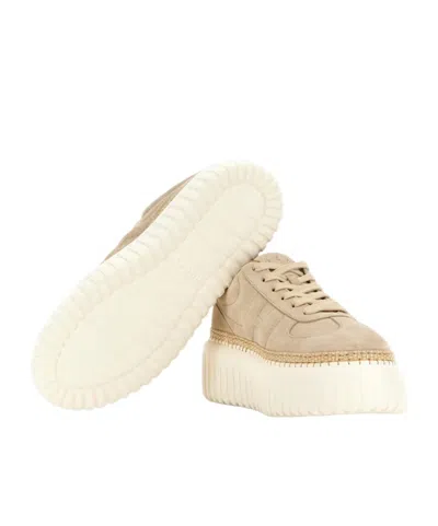 Hogan Light Biscuit H710 H-stripes Basket Sneakers In Multi