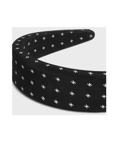 Celine Micro Triomphe Headband In Silk In Black