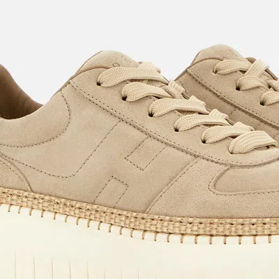 Hogan Light Biscuit H710 H-stripes Basket Sneakers In Multi