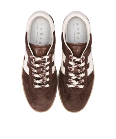 Hogan Chocolate Brown Suede Platform Sneakers With Lace-up Closure And H Logo Detail