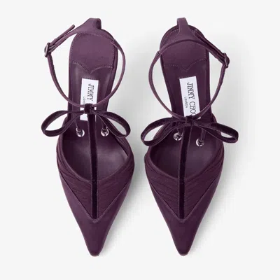 Jimmy Choo Afia Mesh 100 Satin And Ruched Tulle Sandal Sandals Violet In Purple
