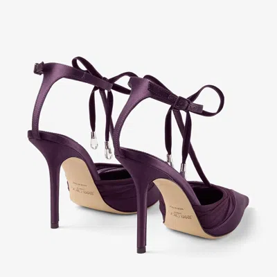 Jimmy Choo Afia Mesh 100 Satin And Ruched Tulle Sandal Sandals Violet In Purple