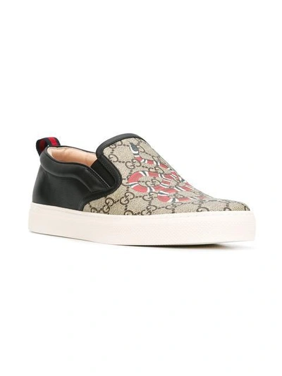 Shop Gucci Gg Supreme Snake Slip-on Sneakers