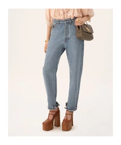 Chloé Light Indigo High-waisted Tapered Jeans In Blue