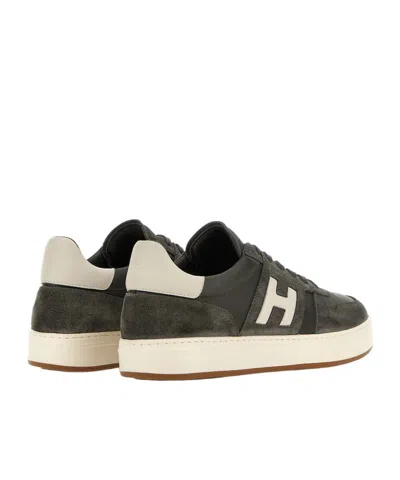 Hogan Dark Grey Suede Overlay Sneakers In Gray