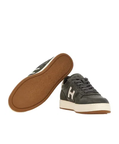 Hogan Dark Grey Suede Overlay Sneakers In Gray