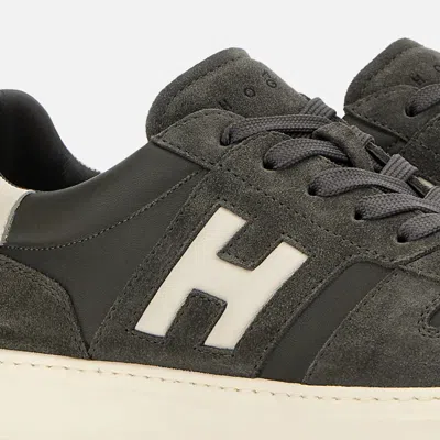 Hogan Dark Grey Suede Overlay Sneakers In Gray