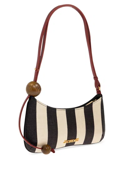 Jacquemus Le Bisou Perle Stripe Woven Raffia Shoulder Bag In Multi