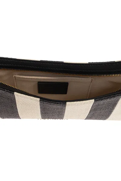 Jacquemus Le Bisou Perle Stripe Woven Raffia Shoulder Bag In Multi