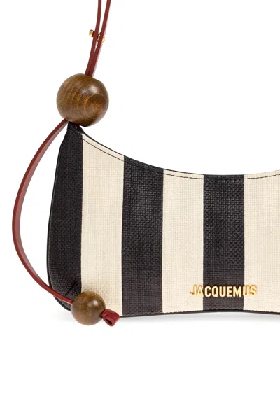 Jacquemus Le Bisou Perle Stripe Woven Raffia Shoulder Bag In Multi