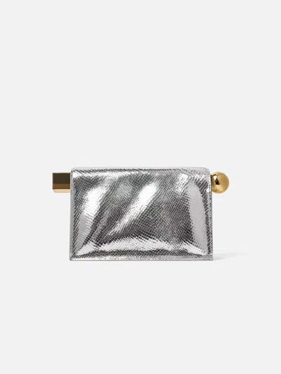 Jacquemus Structured Lizard Effect Clutch Bag Top Handle In White