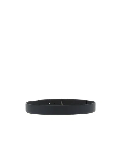 Tom Ford Dark Brown Reversible Textured Silver Buckle Belt In Black