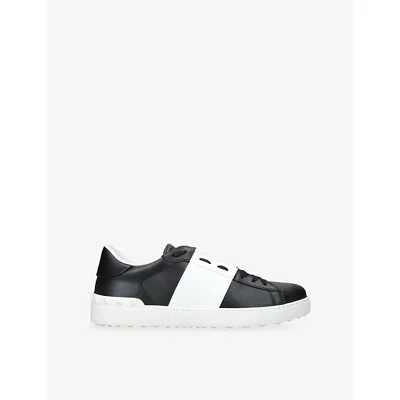 Valentino Garavani Open Sneakers In Leather With Contrast Colored Stripe And Stud Detail In White