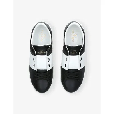 Valentino Garavani Open Sneakers In Leather With Contrast Colored Stripe And Stud Detail In White