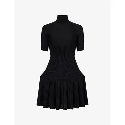 Alaïa Womens Noir Alaia Crinoline Ribbed Wool-blend Mini Dress In Black