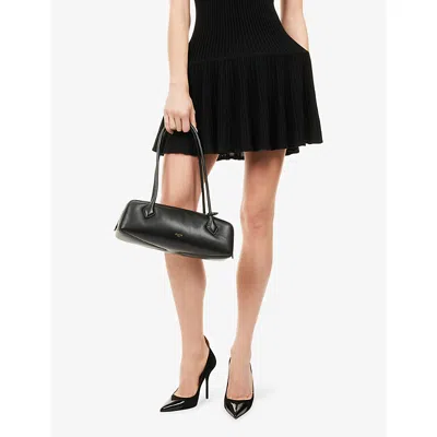 Alaïa Womens Noir Le Teckel Branded-tag Leather Shoulder Bag In Black