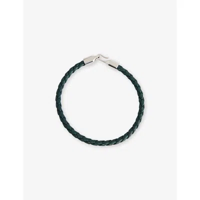 Thomas Sabo Mens Green Braided Sterling-silver And Leather Bracelet In Brown