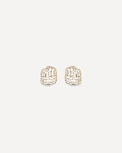 Self-portrait Self Portrait Crystal Knot Earrings In Gold