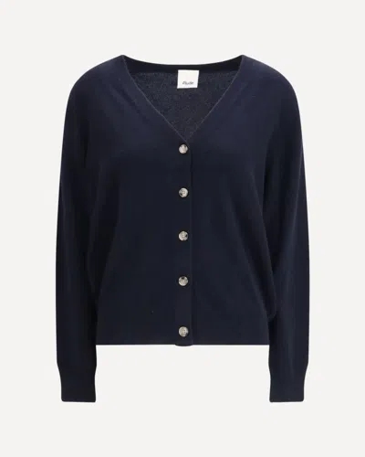 Allude V-neck Button Cardigan In Blue
