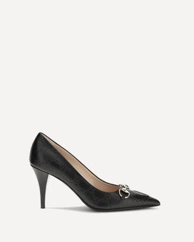 Gucci Calf Leather Bos Taurus Mid Heel Pumps In Animal Print