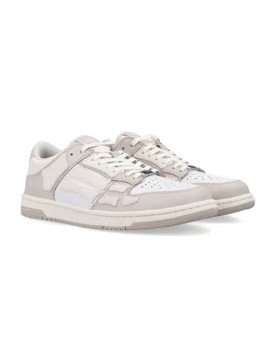 Amiri Skel Top Low White Sneakers With Skeleton Patch In Leather Man In Multi