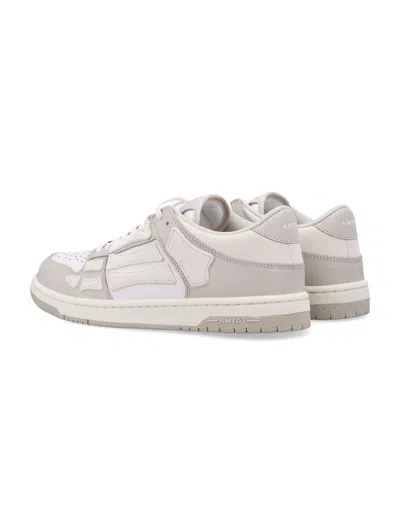 Amiri Skel Top Low White Sneakers With Skeleton Patch In Leather Man In Multi