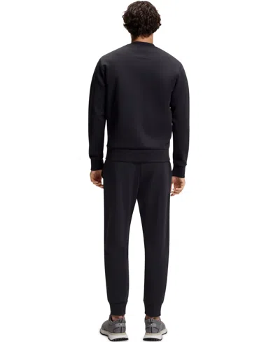 Hugo Boss Tonal-logo Sweatshirt In Stretch Cotton In Black