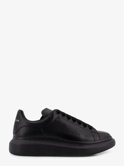 Alexander Mcqueen Black Oversize Sneakers With Logo Lettering On The Heel In Leather Man In Black