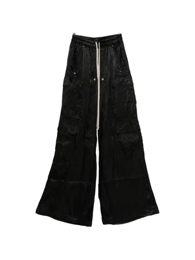 Rick Owens Womens Black Cargobelas Wide-leg Satin Trousers In Black