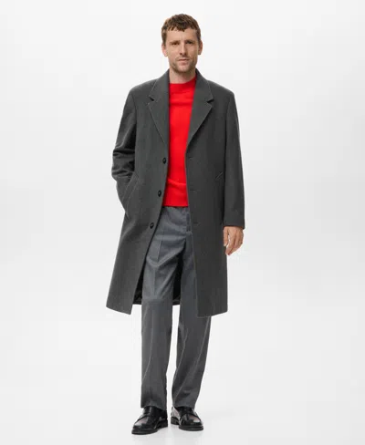 Mango Men's Long Wool Coat In Black