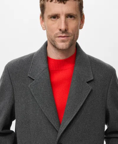 Mango Men's Long Wool Coat In Black