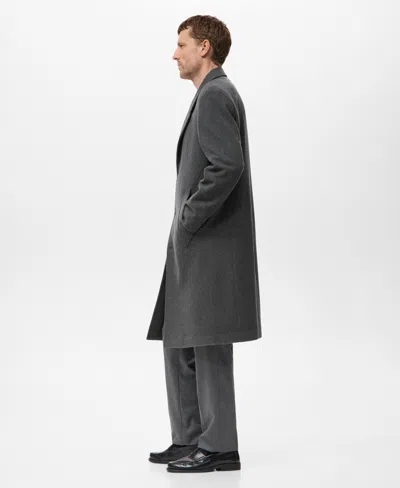 Mango Men's Long Wool Coat In Black