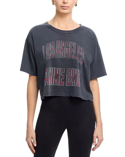 Anine Bing Black Washed Cropped Johnny T-shirt Women In Gray
