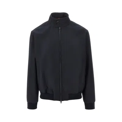 Gucci Gg Ripstop Jacket High Collar Ribbed Cuffs In Blue