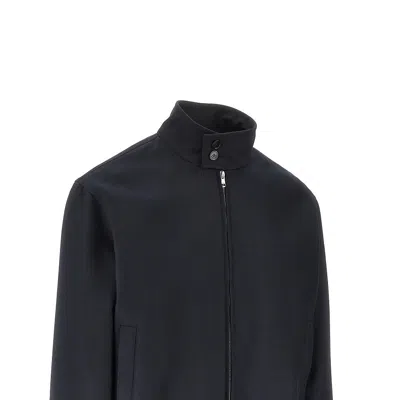 Gucci Gg Ripstop Jacket High Collar Ribbed Cuffs In Blue