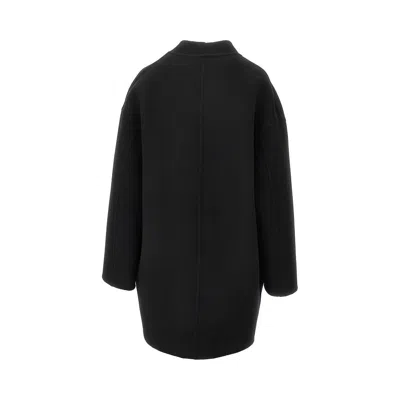 Gucci Wool Blend Reversible Coat Front Pockets Contrast In Black
