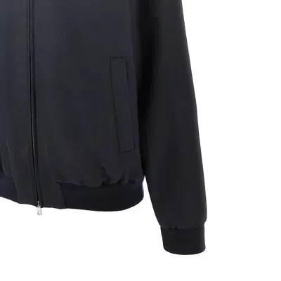 Gucci Gg Ripstop Jacket High Collar Ribbed Cuffs In Blue