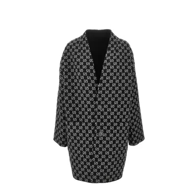 Gucci Wool Blend Reversible Coat Front Pockets Contrast In Black