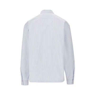 Prada Technical Fabric Shirt With Striped Pattern In Blue