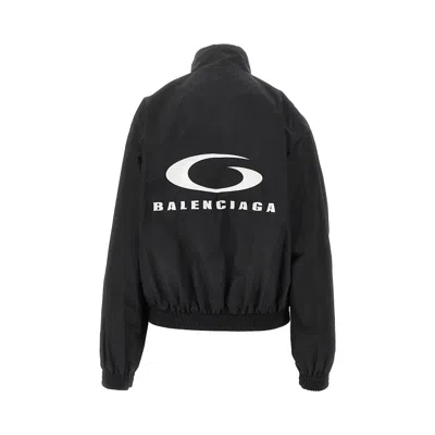 Balenciaga High Collar Jacket Elastic Cuffs Hem In Black