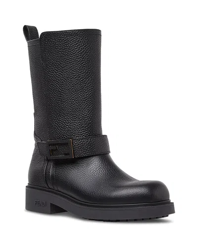 Fendi Black Leather Boots In Black