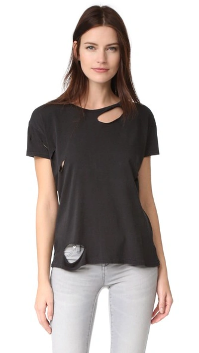 Anine Bing Distressed T Shirt In Black