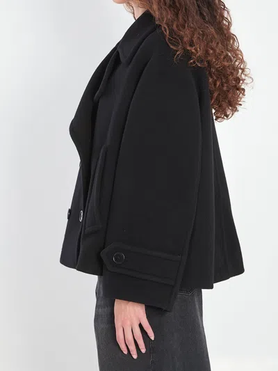Chloé Overszied Double-breasted Wool-blend Jacket In Black