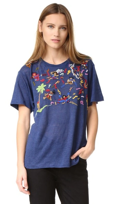 Banner Day Band Scene Embroidered Tee In Navy