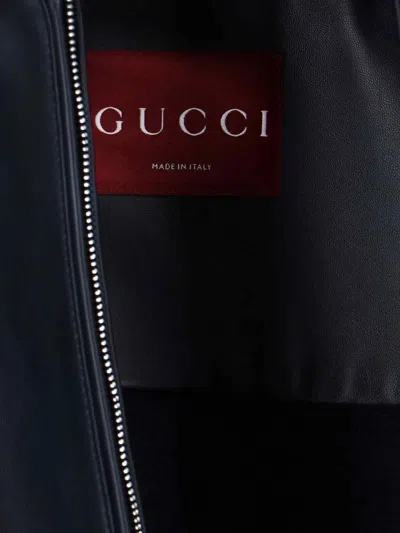 Gucci Lamb Nappa Bomber Jacket In Blue
