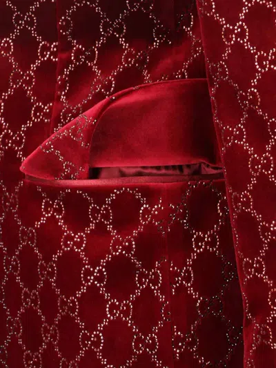 Gucci Double Blazer With Gg Crystals In Red